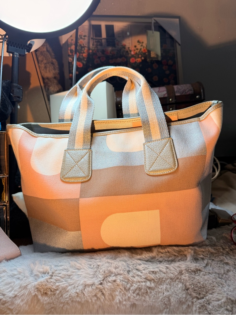 Bally Pink, Gray and White Logo Patchwork Tote - Picture 6 of 16